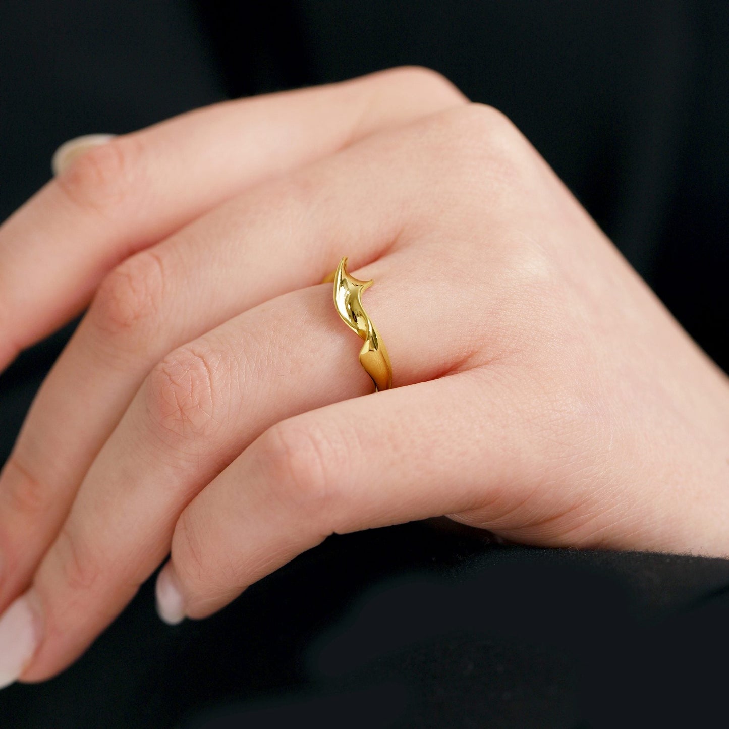 18ct 1 Micron Gold Plated Twisted Silver Ring PRN3005