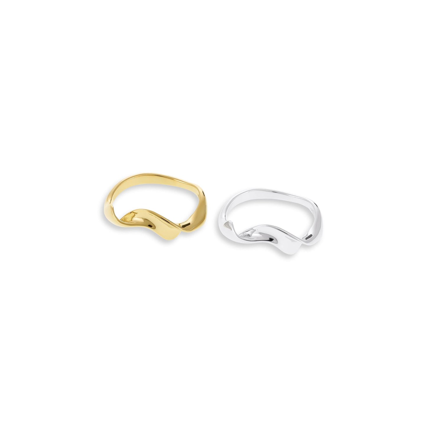 18ct 1 micron gold plated twisted silver ring PRN3005 - FJewellery
