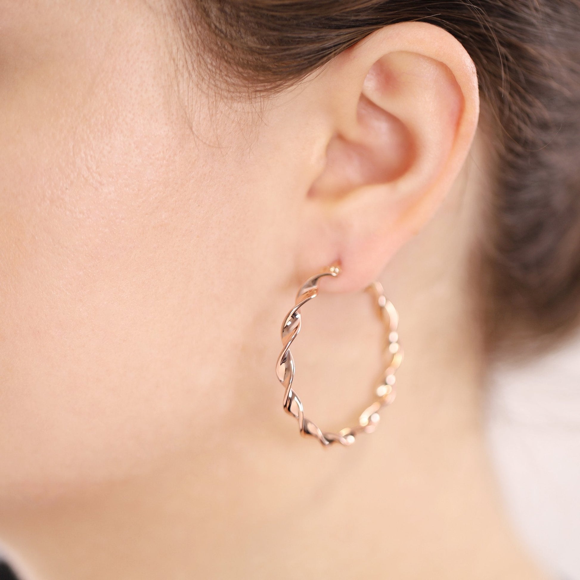 18ct 1 micron rose gold plated 925 sterling silver hoop earrings - FJewellery