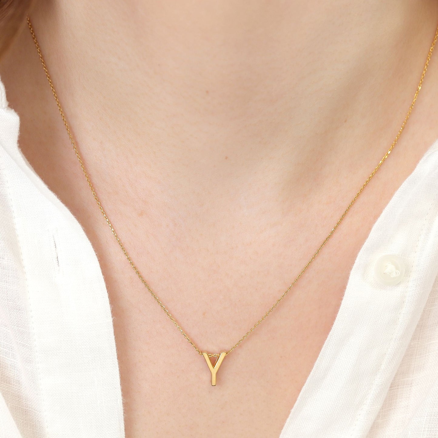 18ct 1 micron silver Initial Y Necklace PSJCNP - YG - FJewellery