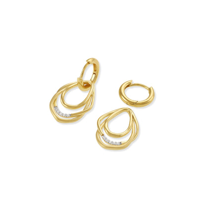 18CT 1 MICRON WHITE GOLD & RHODIUM PLATED CREOLE SILVER EARRINGS PER2003 - FJewellery