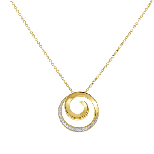 18ct 3 micron gold plated 925 sterling silver swirl necklace PPD2005 - FJewellery