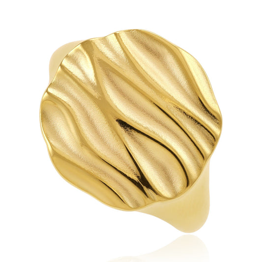 18ct 3 microns gold plated 925 sterling silver signet ring PRN2003 - FJewellery