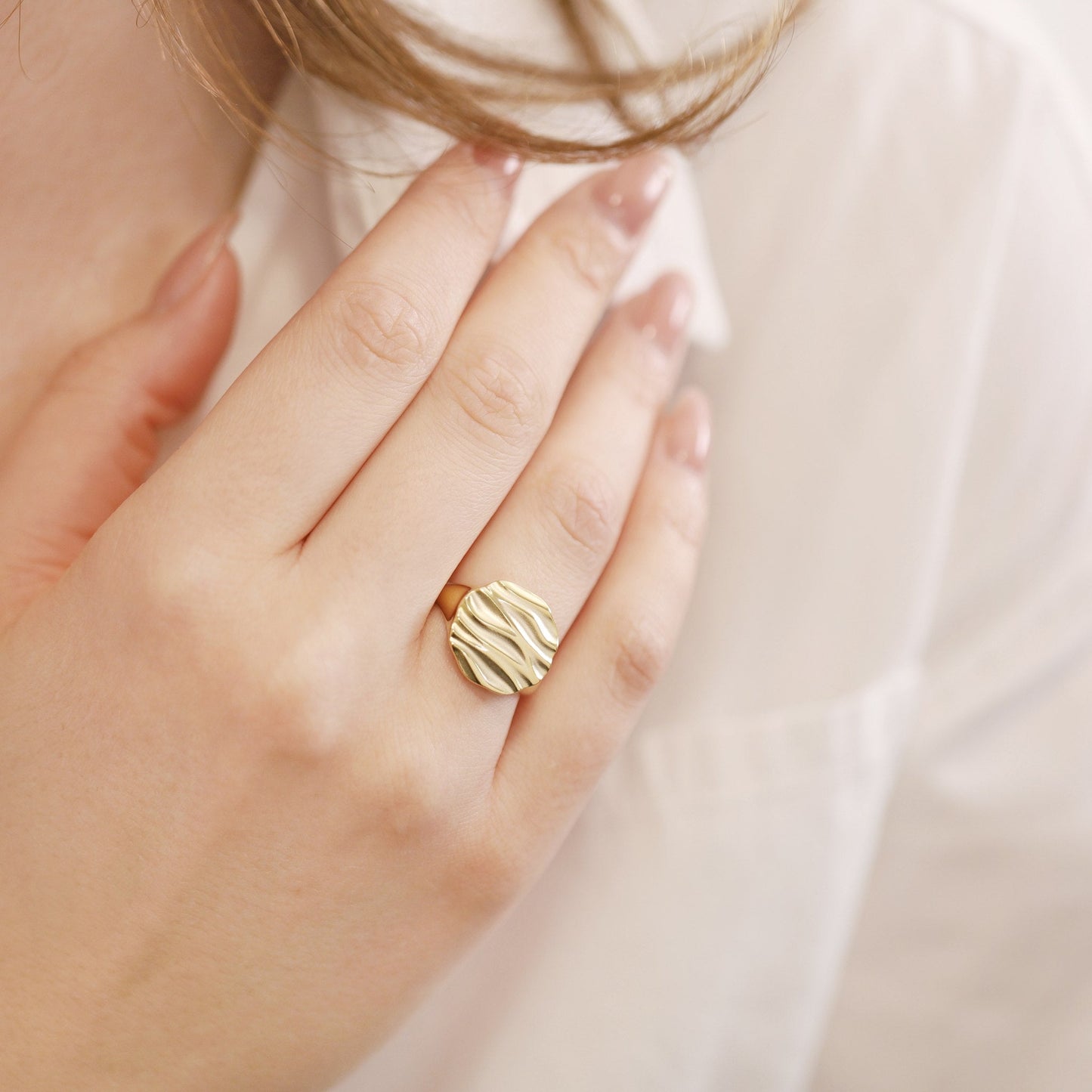 18ct 3 Microns Gold Plated 925 Sterling Silver Signet Ring PRN2003