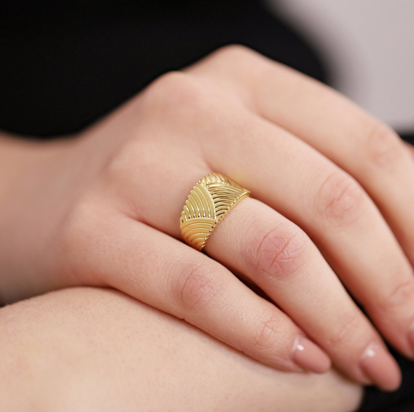 18ct 3 Microns Gold Plated 925 Sterling Silver Vintage Ring PRN2005