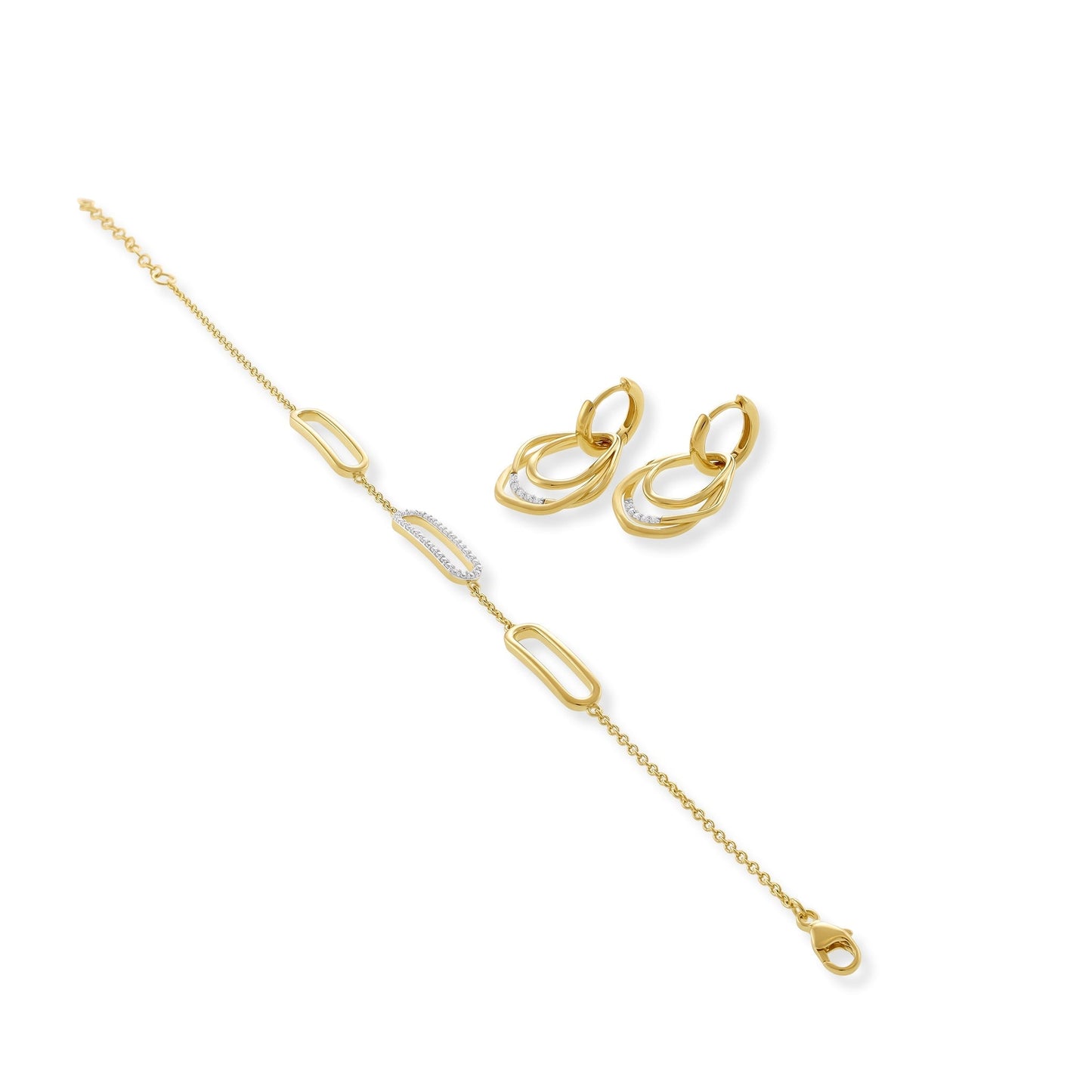 18ct Solid 3 Microns Gold Plated Silver Cubic Zirconia Bracelet PBR2001