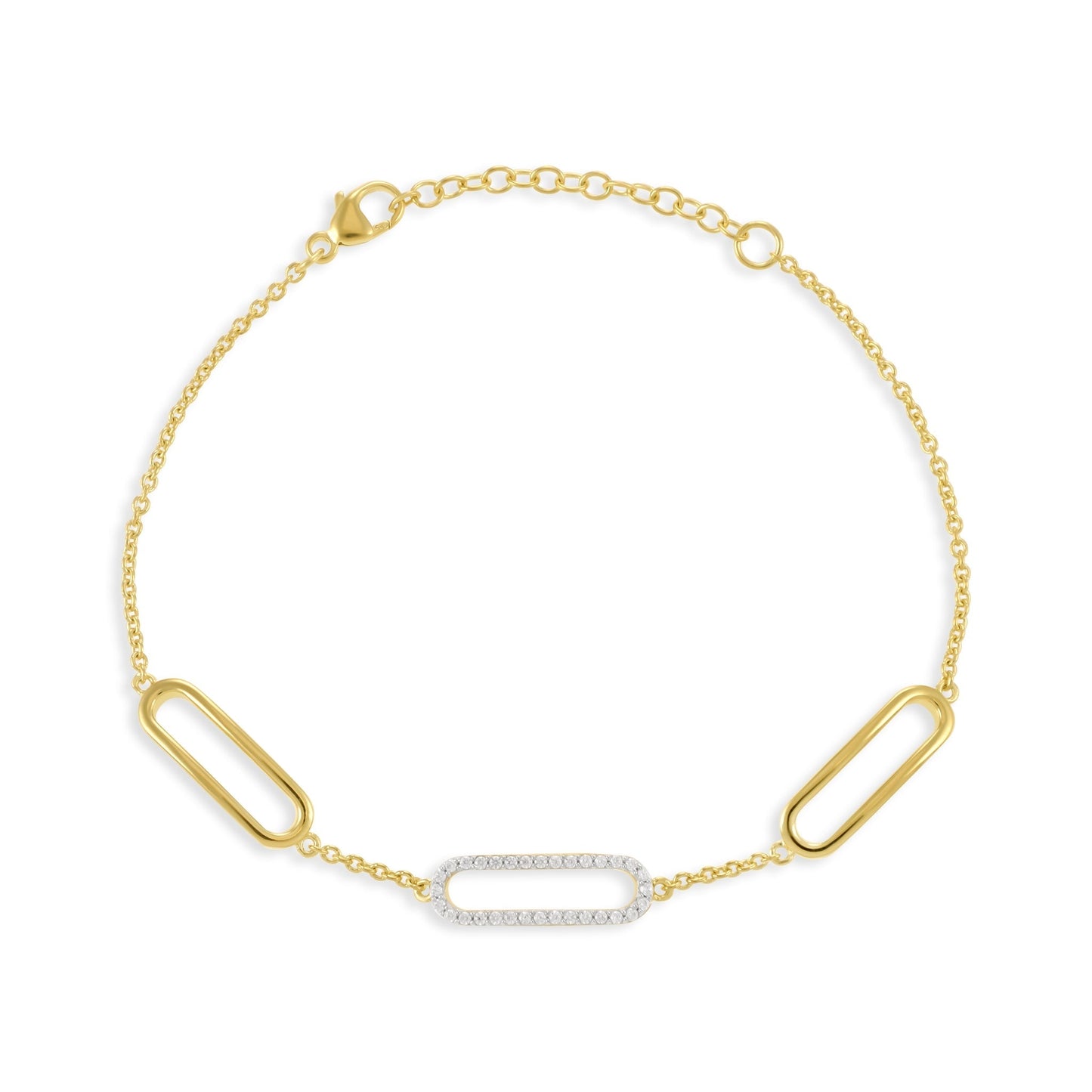 18ct Solid 3 Microns Gold Plated Silver Cubic Zirconia Bracelet PBR2001