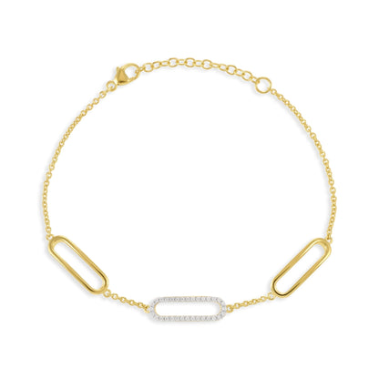 18ct Solid 3 Microns Gold Plated Silver Cubic Zirconia Bracelet PBR2001