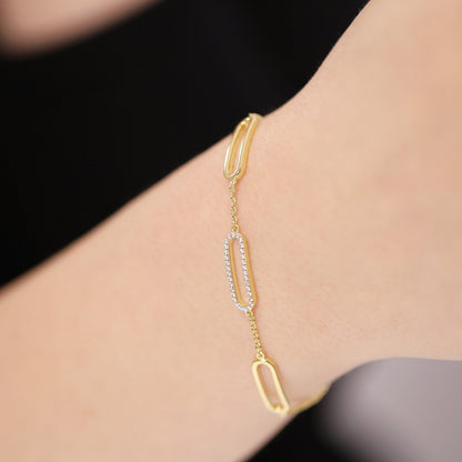 18ct Solid 3 Microns Gold Plated Silver Cubic Zirconia Bracelet PBR2001