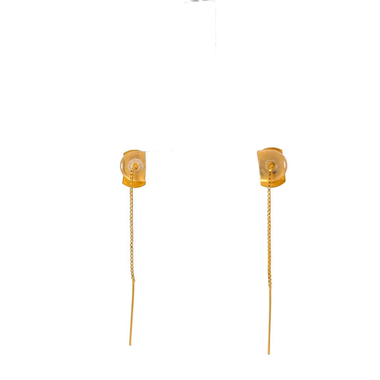 18ct Gold Patterned Rectangular Drop Earrings - FJewellery