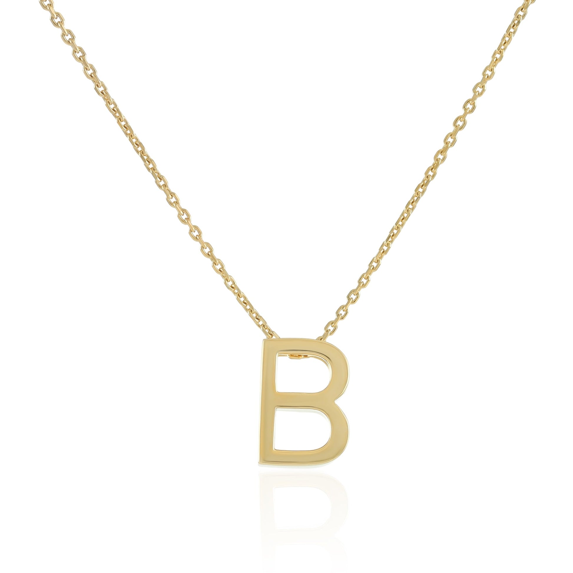 18ct Gold plated 1 micron silver Initial B Necklace PSJCNP - BG - FJewellery