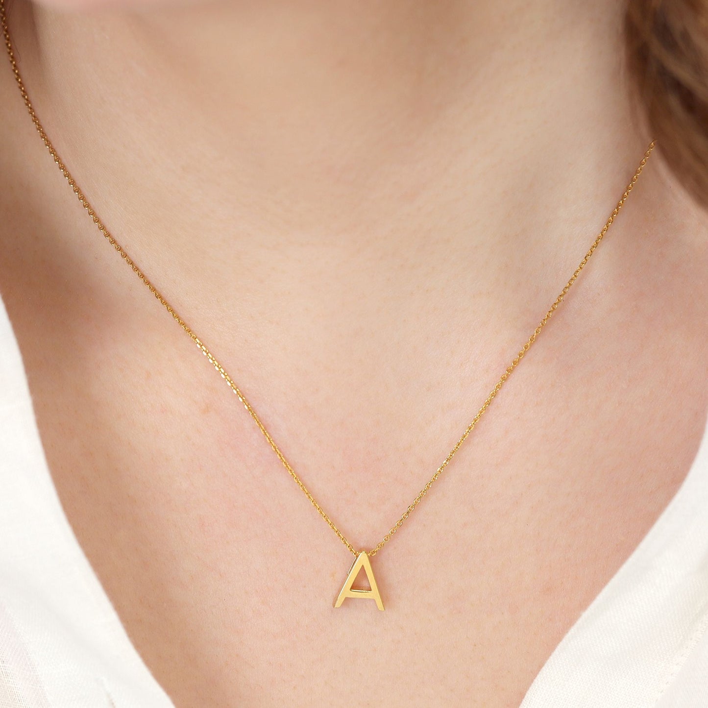18ct Gold plated Initial A Necklace PSJCNP - AG - FJewellery
