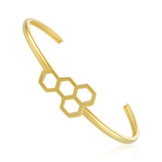 18ct gold plated silver honeycomb bangle PBN7002 - FJewellery