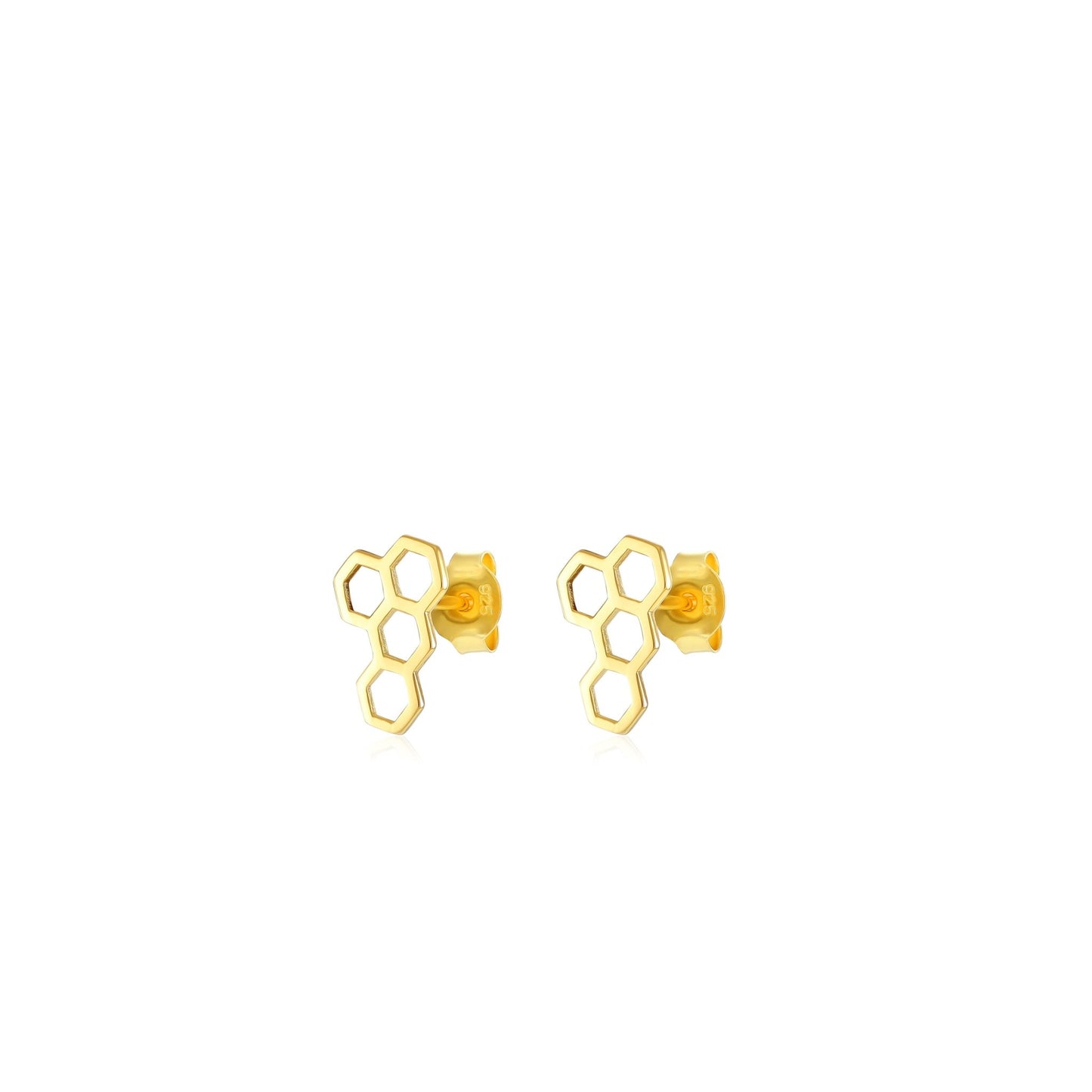 18ct gold plated silver Honeycomb Earrings PER7002 - FJewellery