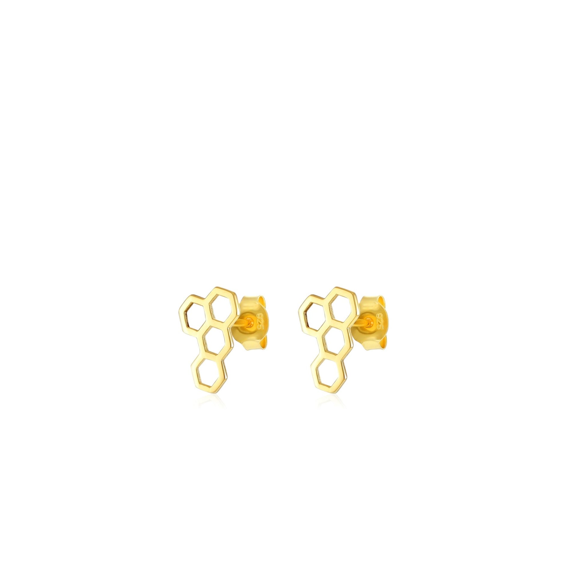 18ct gold plated silver Honeycomb Earrings PER7002 - FJewellery