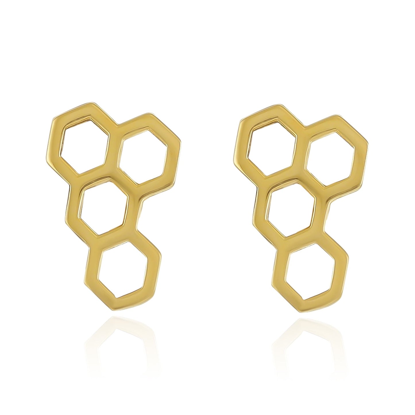 18ct gold plated silver Honeycomb Earrings PER7002 - FJewellery