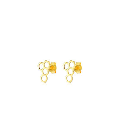 18ct gold plated silver Honeycomb Earrings PER7002 - FJewellery