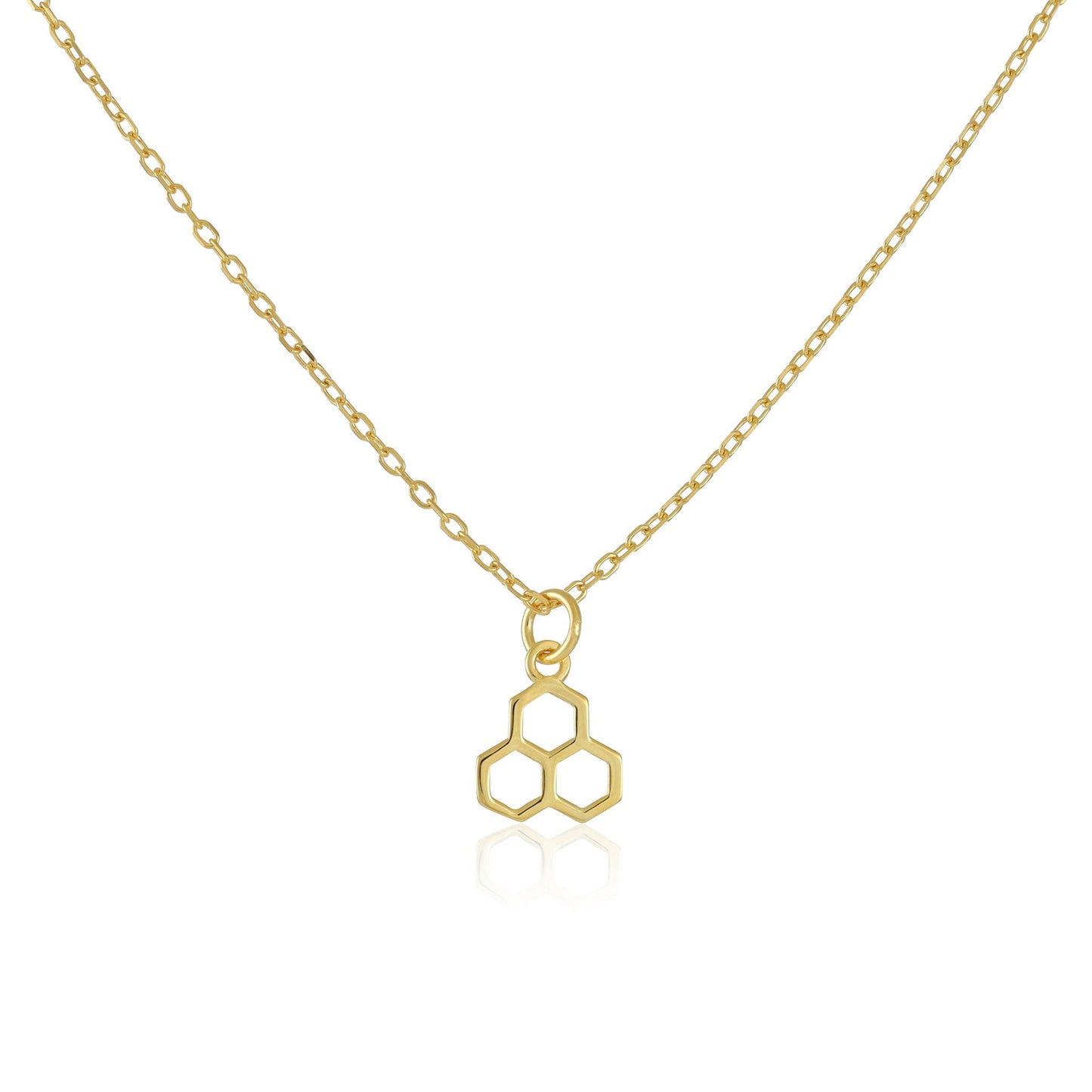 18ct gold plated silver Honeycomb necklace PNK7001 - FJewellery