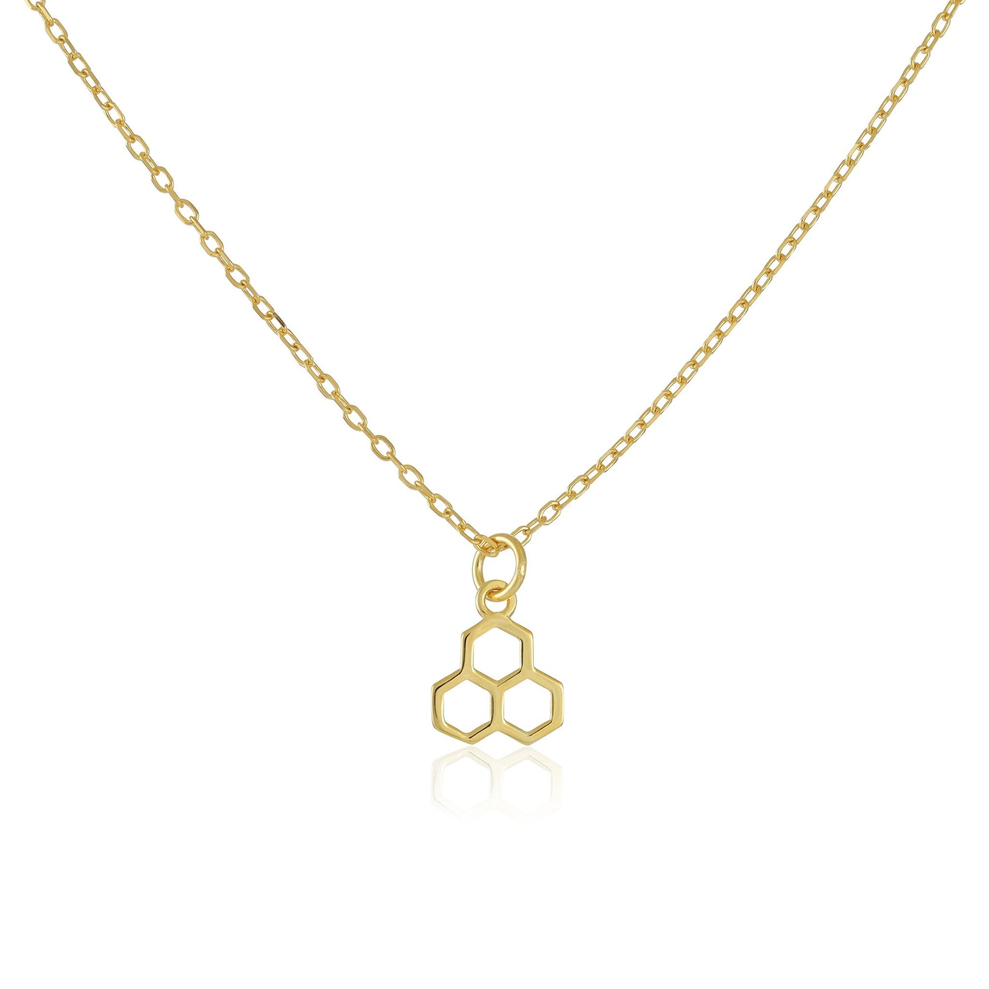 18ct gold plated silver Honeycomb necklace PNK7001 - FJewellery