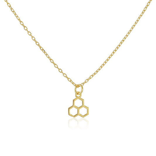 18ct gold plated silver Honeycomb necklace PNK7001 - FJewellery