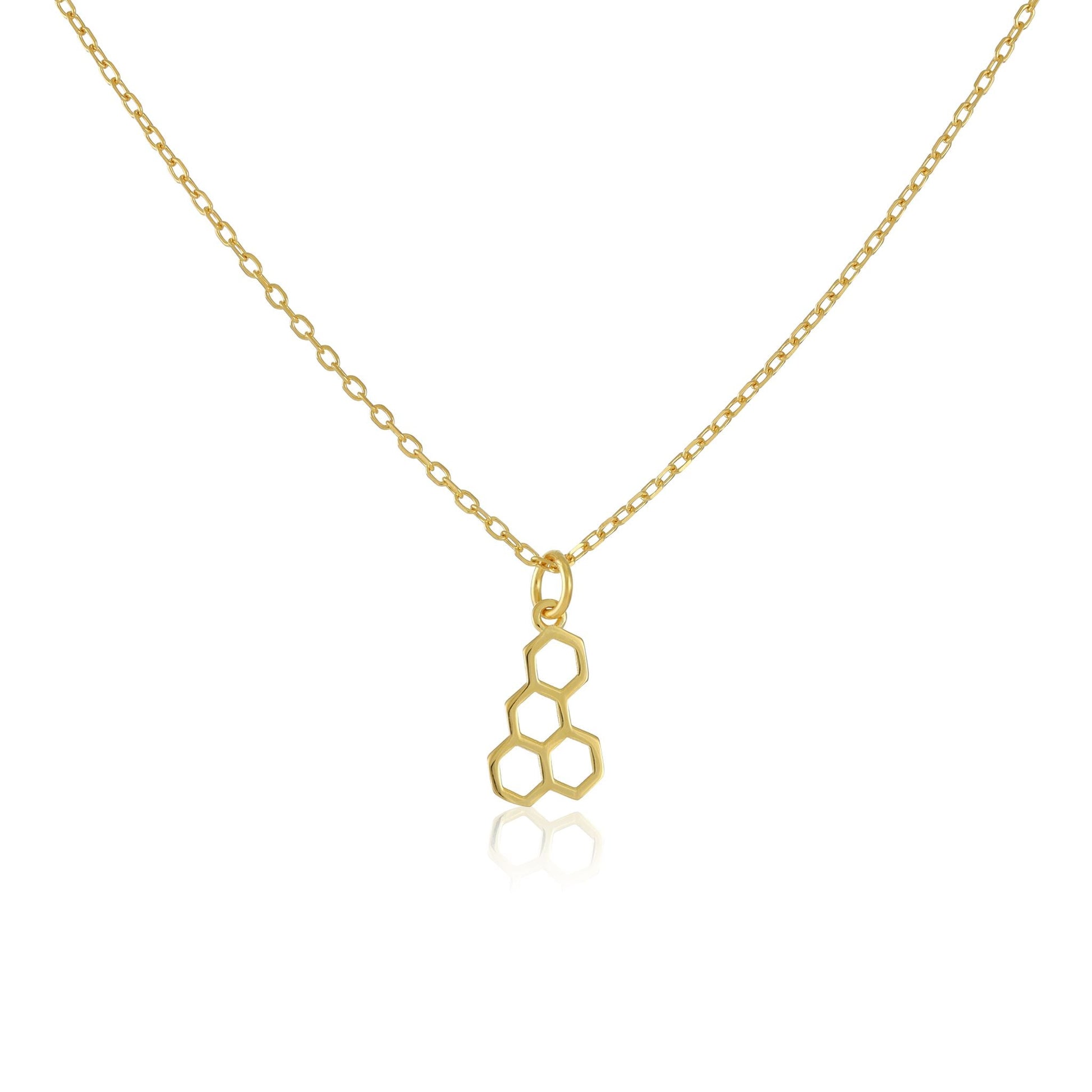 18ct gold plated silver honeycomb necklace PNK7002 - FJewellery