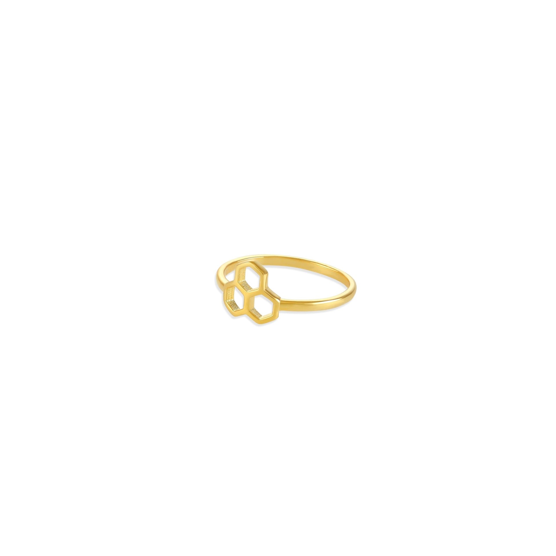 18ct gold plated silver honeycomb ring PRN7001 - FJewellery