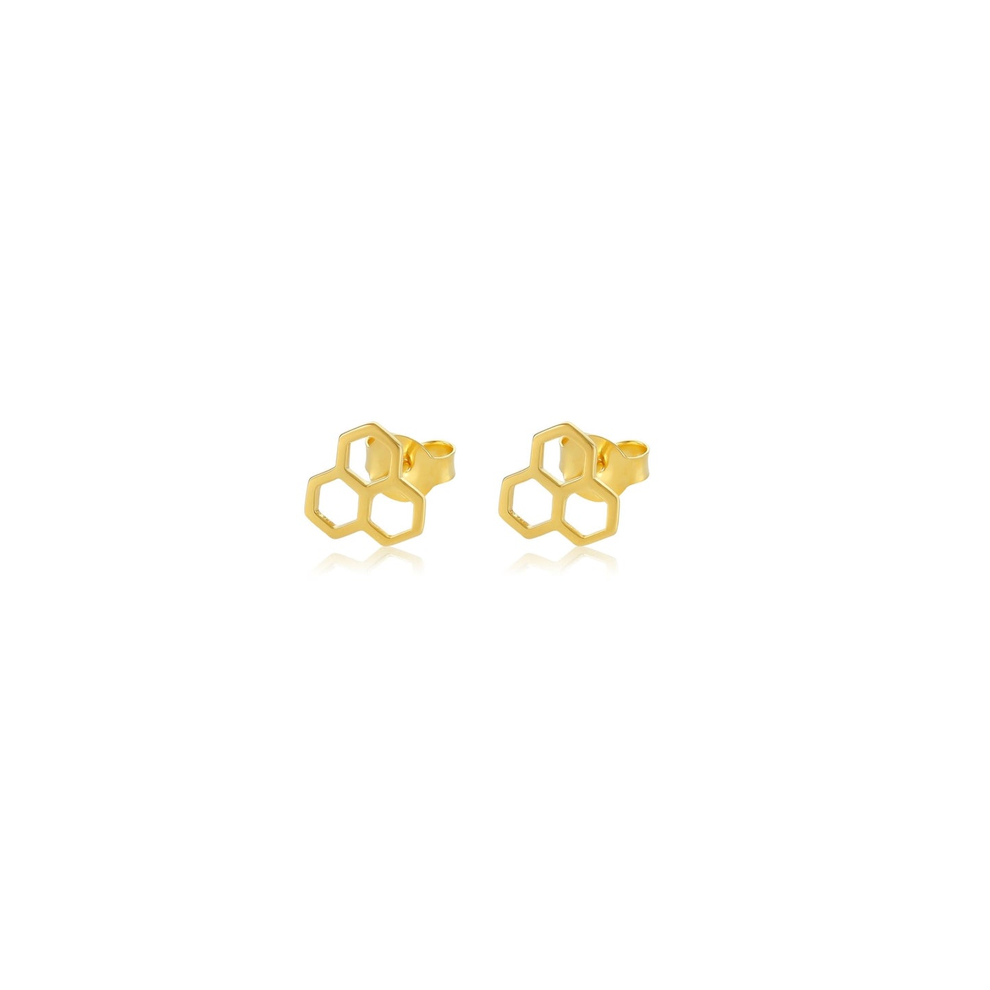 18ct gold plated silver honeycomb stud earrings PER7001 - FJewellery