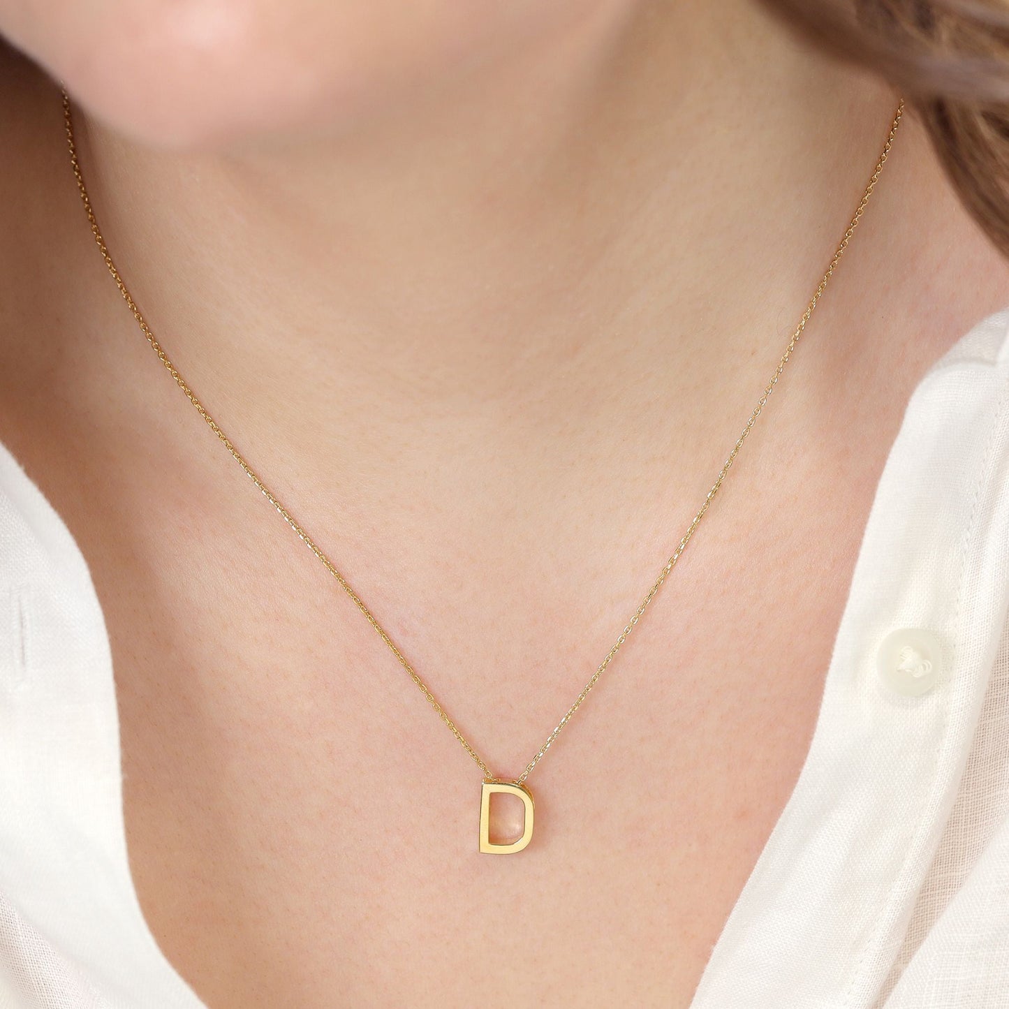 18ct gold plated silver Initial D Necklace PSJCNP - DG - FJewellery