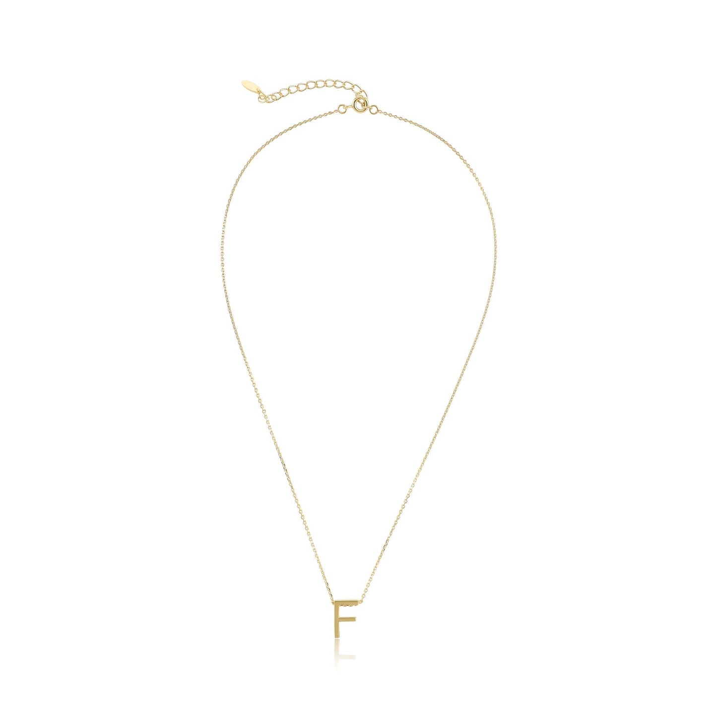 18ct gold plated silver Initial F Necklace PSJCNP - FG - FJewellery
