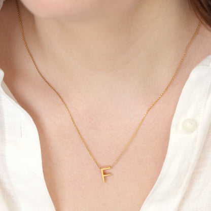 18ct gold plated silver Initial F Necklace PSJCNP - FG - FJewellery