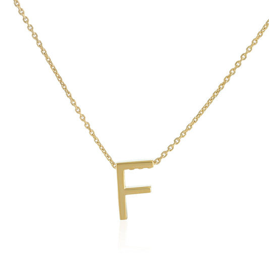 18ct gold plated silver Initial F Necklace PSJCNP - FG - FJewellery