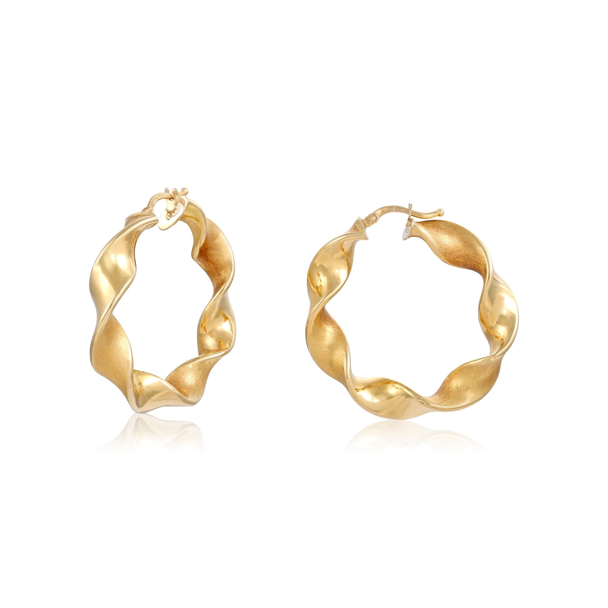 18ct Gold Twisted Ribbon Drop Earrings - FJewellery