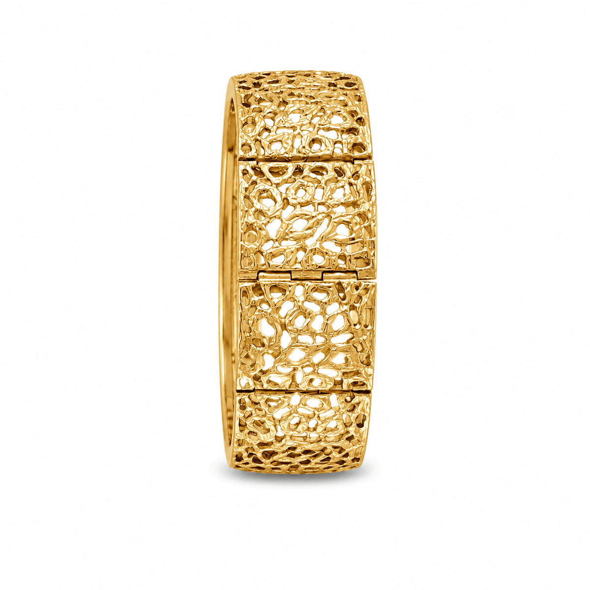 18ct Gold Wide Openwork Panel Bracelet - FJewellery