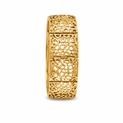 18ct Gold Wide Openwork Panel Bracelet - FJewellery