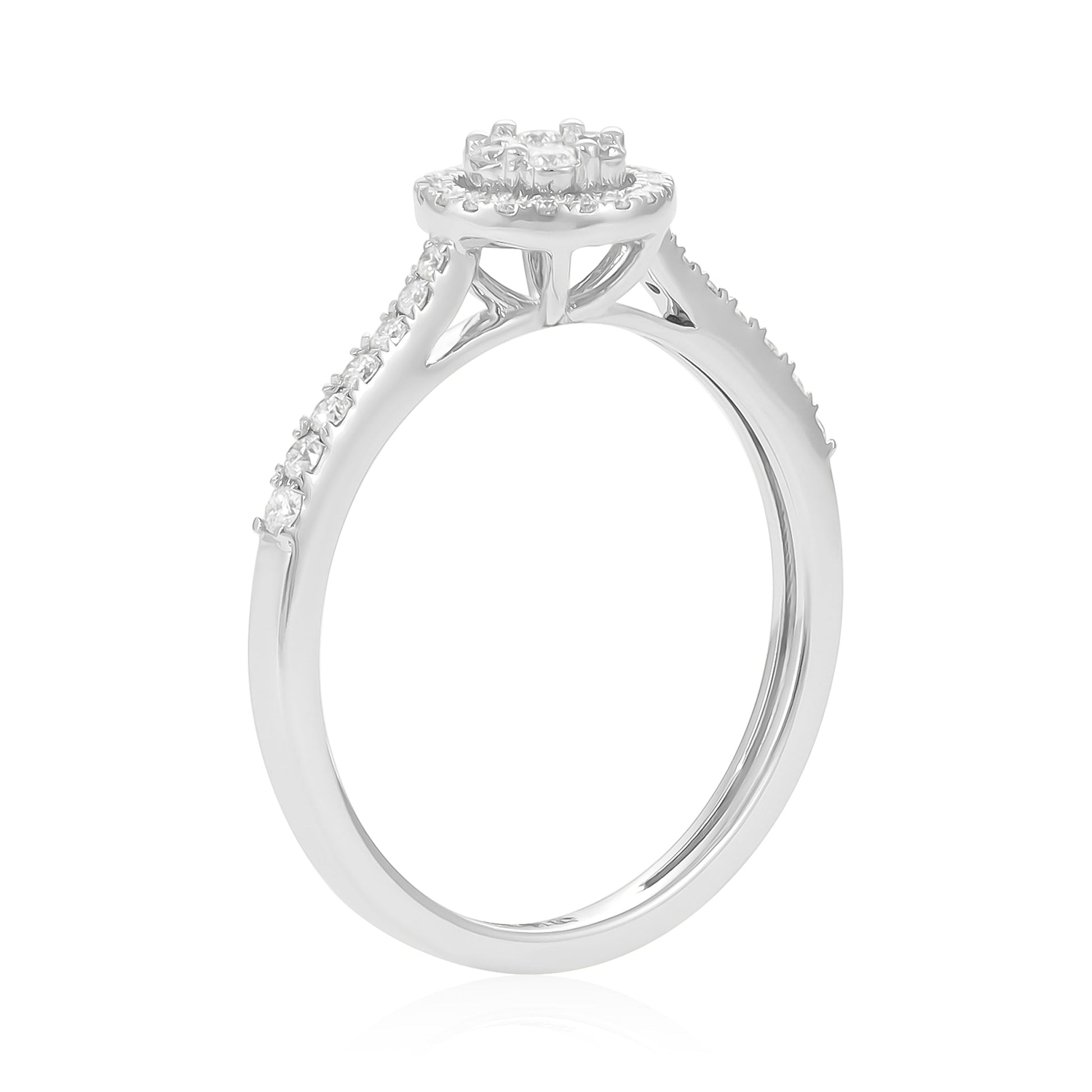 18ct Round Diamond Halo Engagement Ring - FJewellery