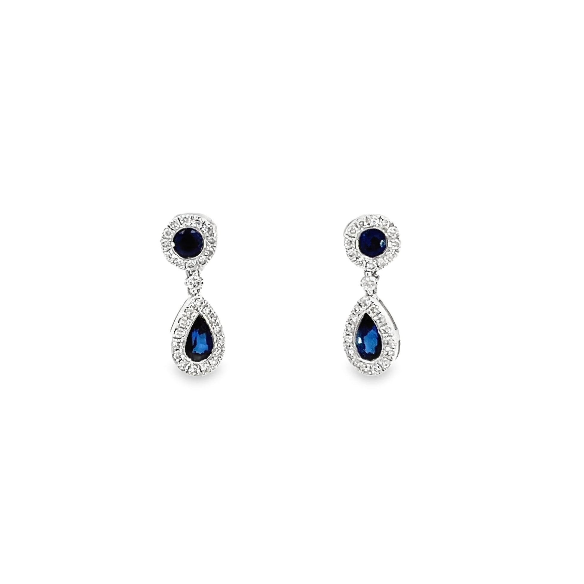 18ct sapphire diamond pre - loved drop earrings 10000029 - FJewellery