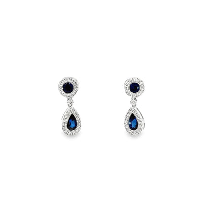 18ct sapphire diamond pre - loved drop earrings 10000029 - FJewellery