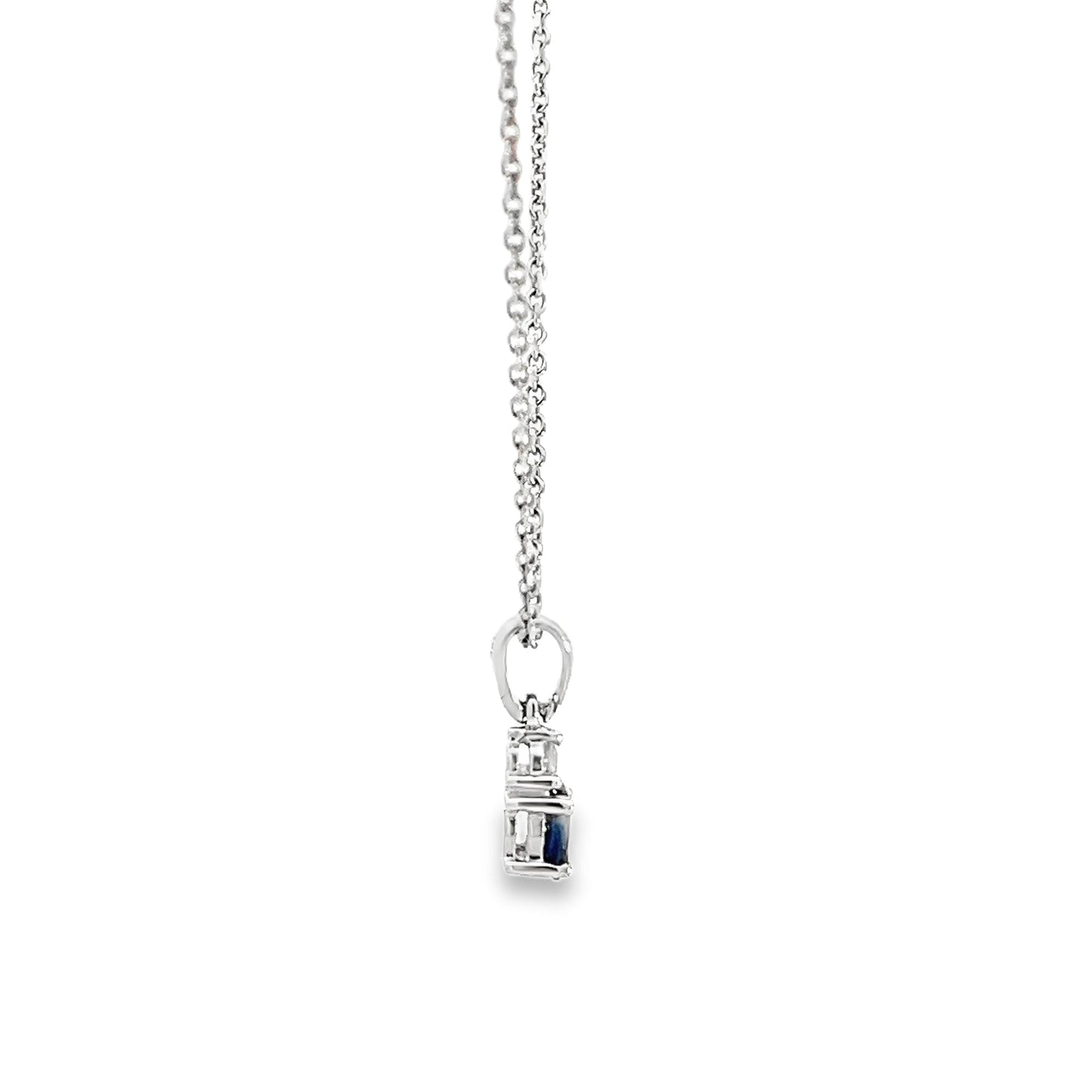 18ct sapphire diamond pre - loved pendant with chain 10000030 - FJewellery