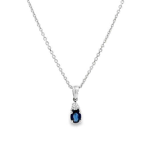 18ct sapphire diamond pre-loved pendant with chain 10000030 - FJewellery