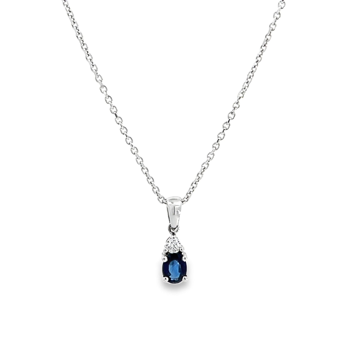 18ct sapphire diamond pre - loved pendant with chain 10000030 - FJewellery