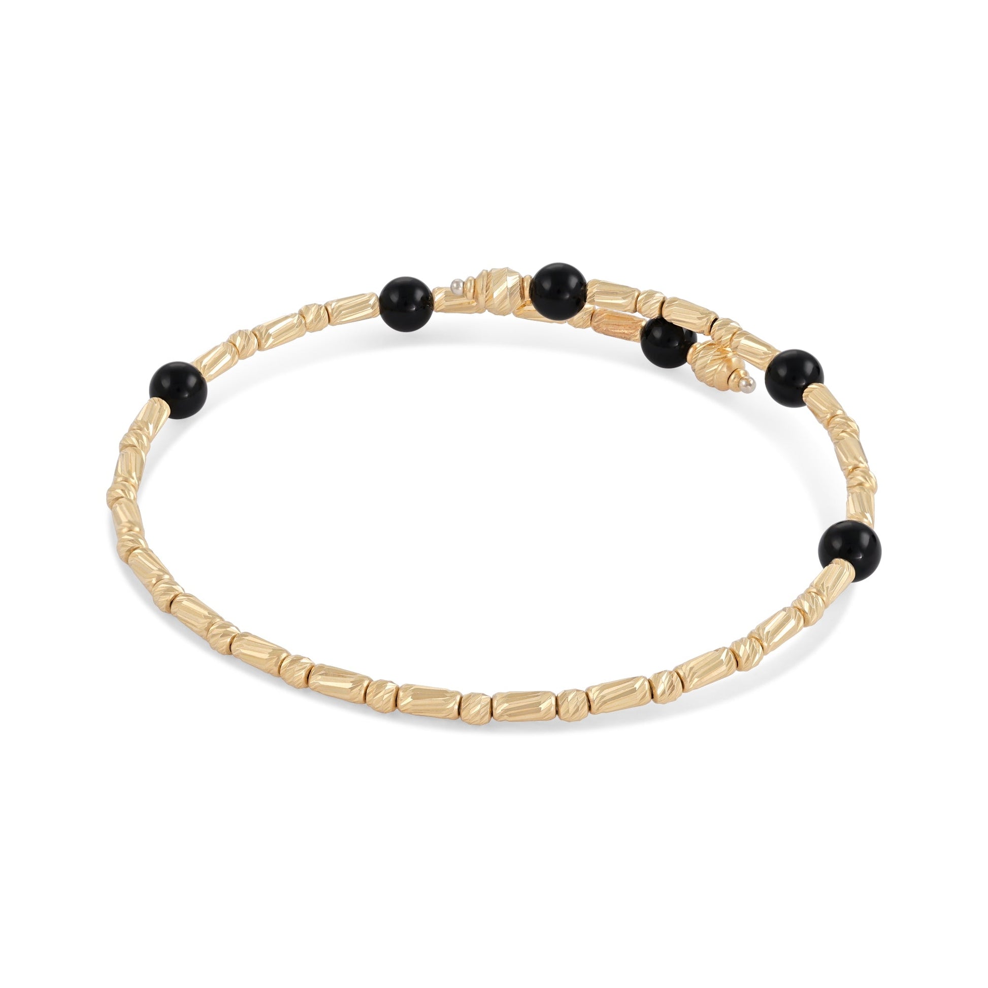 18ct second-hand yellow gold bangle with black stones 02033082 - FJewellery