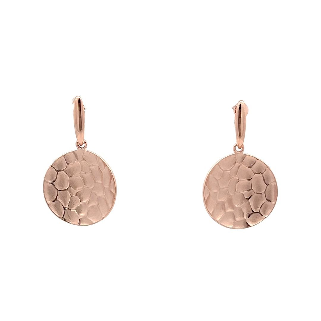18ct Solid 1 Micron 925 Sterling Silver Hammered Disc Earrings PER2006 - FJewellery
