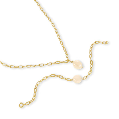 18ct Solid 1 Micron Gold Pated Pearl Bracelet PBR3001 - FJewellery