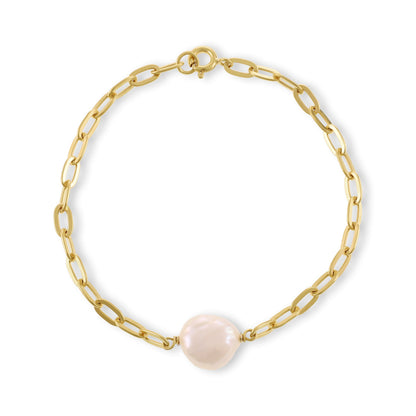 18ct Solid 1 Micron Gold Pated Pearl Bracelet PBR3001 - FJewellery