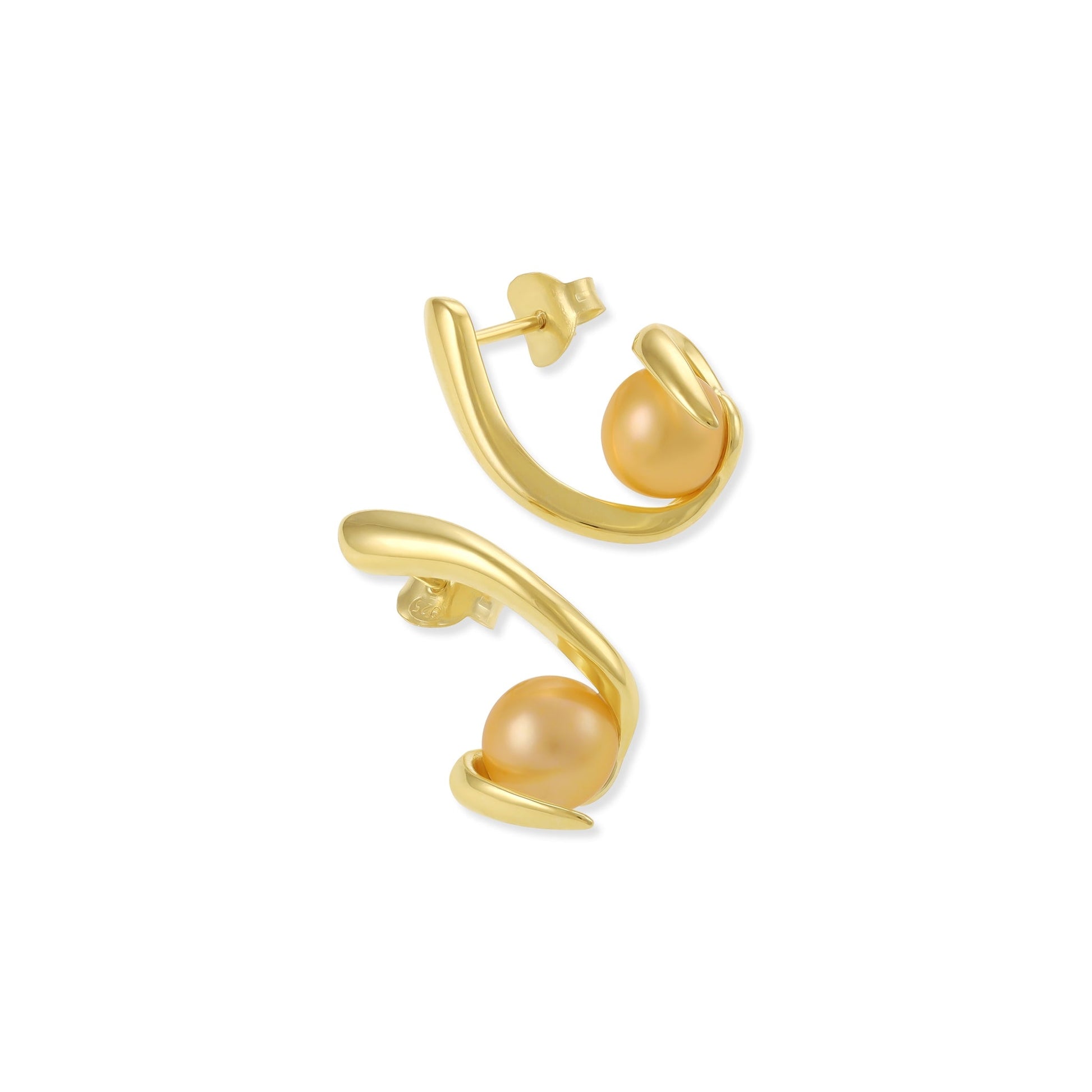 18ct Solid 1 Micron Gold Plated 925 Sterling Silver Freshwater Pearl Earrings PER2008 - FJewellery