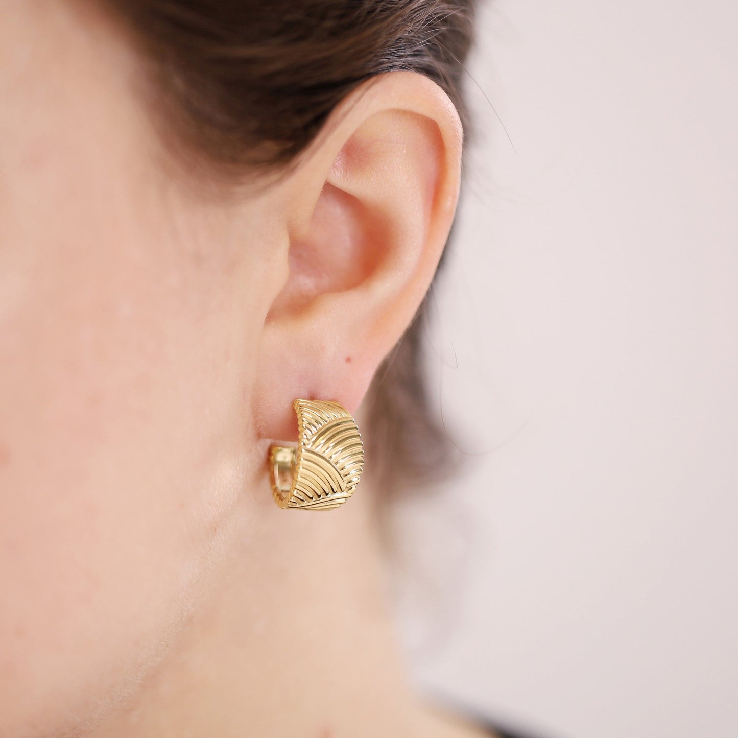 18ct Solid 1 Micron Gold Plated 925 Sterling Silver Half - Creole Earrings PER2009 - FJewellery