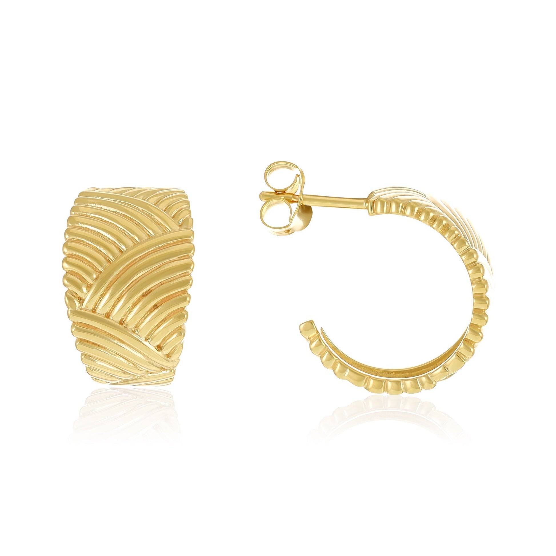 18ct Solid 1 Micron Gold Plated 925 Sterling Silver Half - Creole Earrings PER2009 - FJewellery