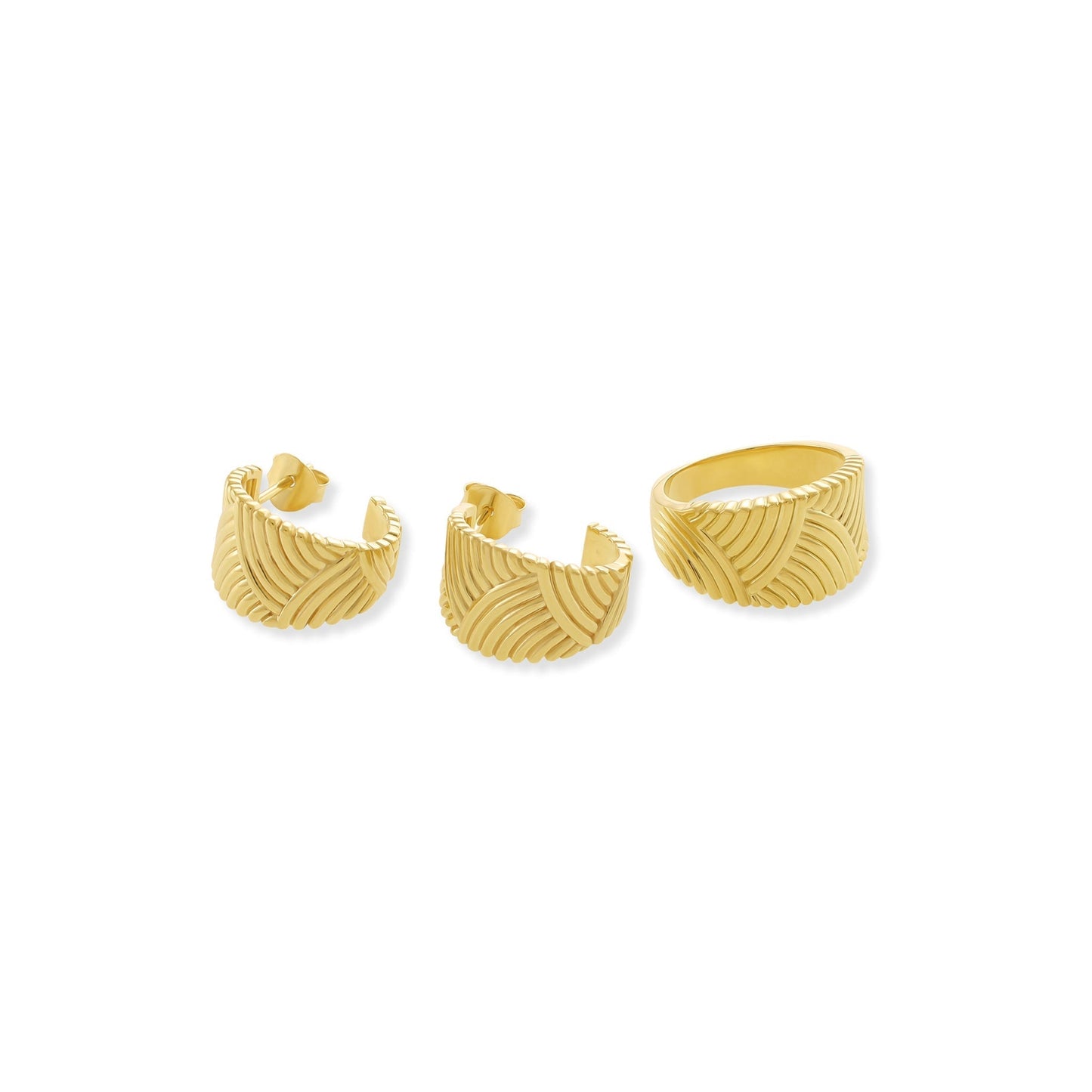 18ct Solid 1 Micron Gold Plated 925 Sterling Silver Half - Creole Earrings PER2009 - FJewellery