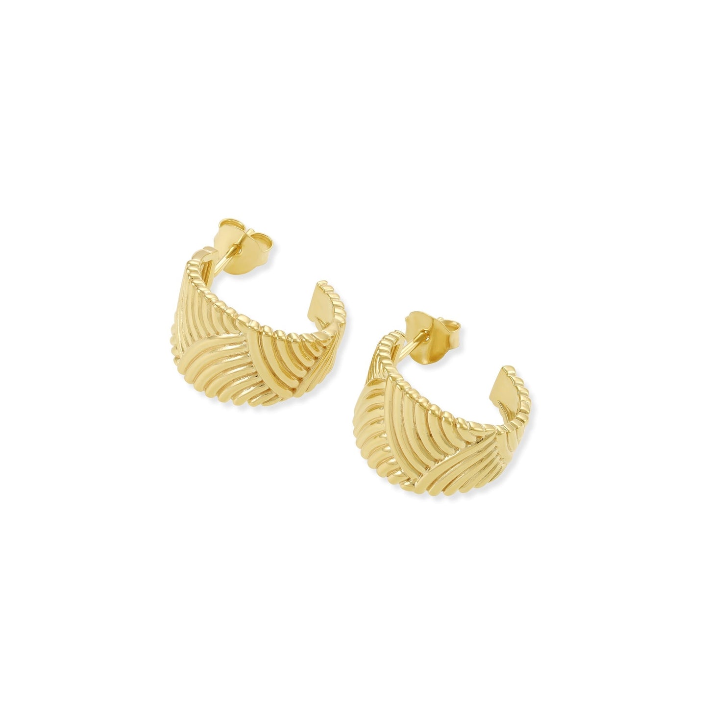 18ct Solid 1 Micron Gold Plated 925 Sterling Silver Half - Creole Earrings PER2009 - FJewellery