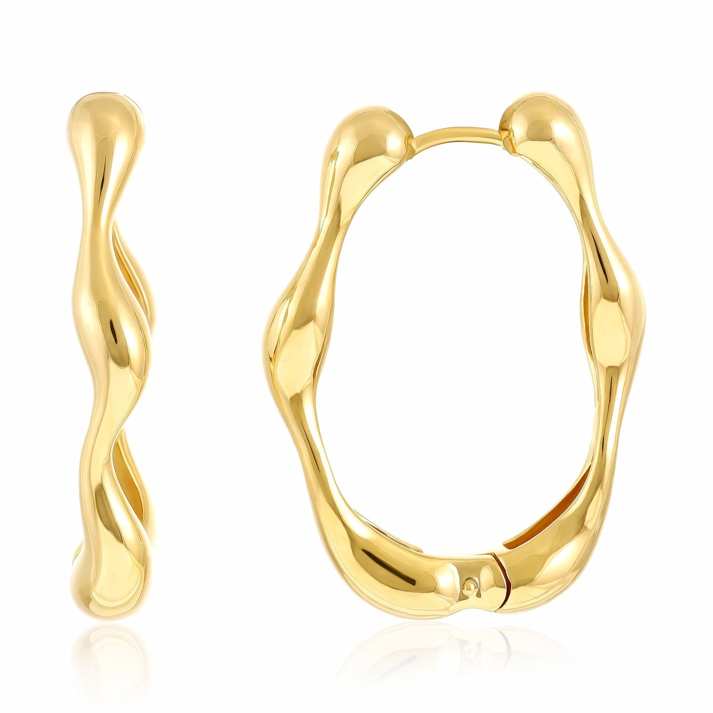18ct Solid 1 Micron Gold Plated Hoop Earrings PER3010 - FJewellery